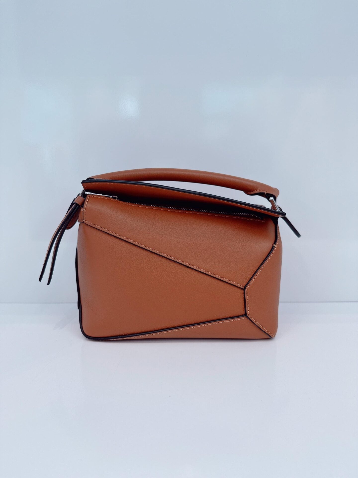 BROWN CLASSIC CALFSKIN LEATHER MINI PUZZLE BAG
