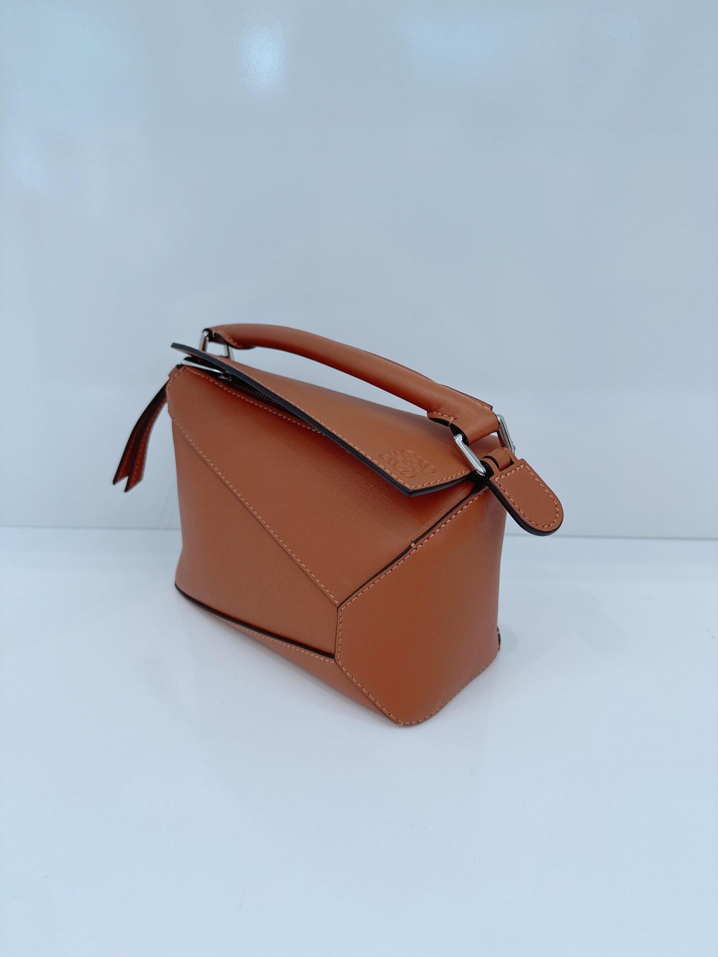 BROWN CLASSIC CALFSKIN LEATHER MINI PUZZLE BAG