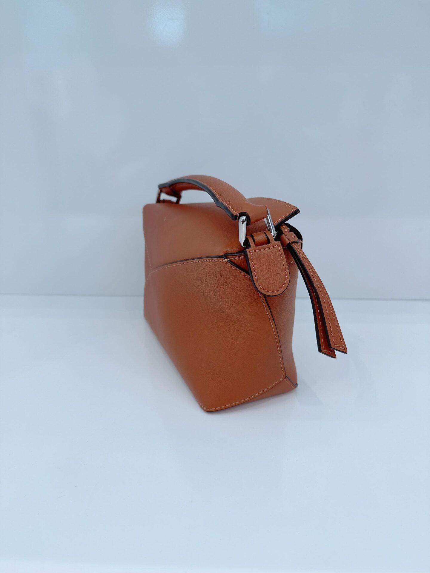 BROWN CLASSIC CALFSKIN LEATHER MINI PUZZLE BAG