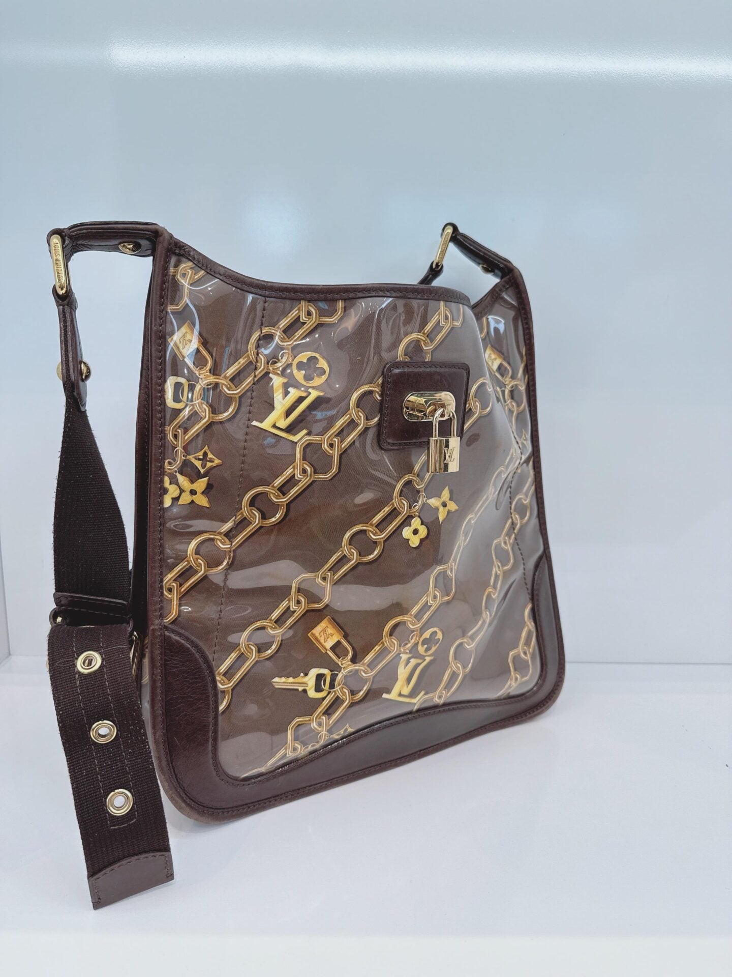 BROWN MONOGRAM CHARMS MUSETTE CROSSBODY BAG