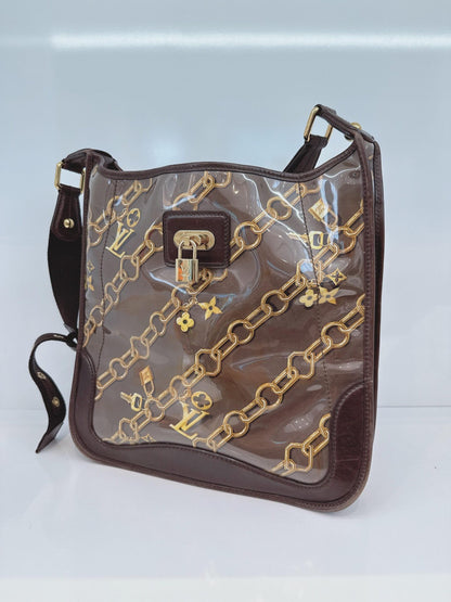 BROWN MONOGRAM CHARMS MUSETTE CROSSBODY BAG