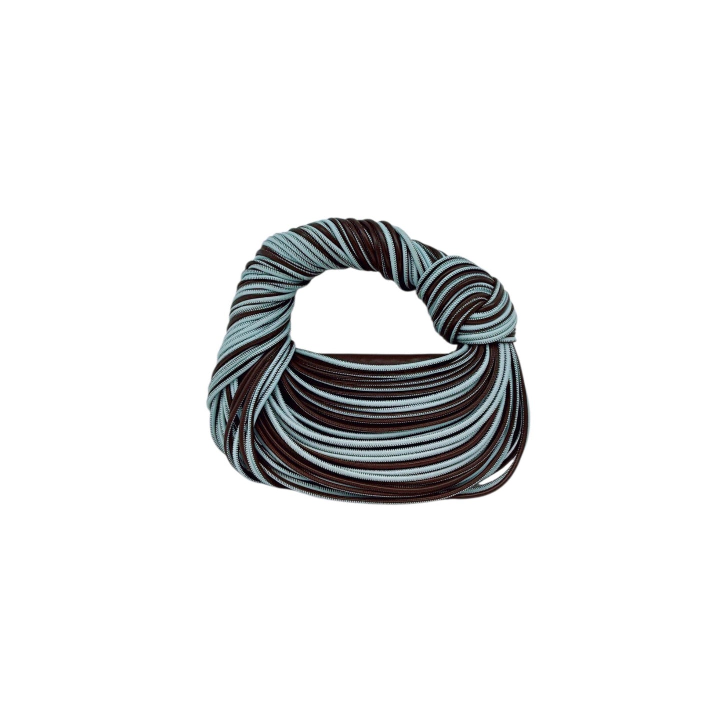 BROWN PALE BLUE CALFSKIN LEATHER MINI JODIE TOP HANDLE BAG