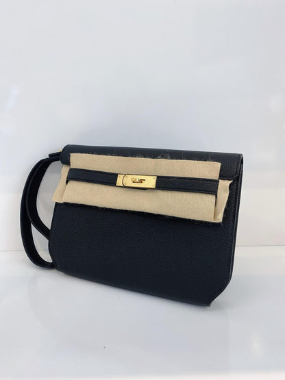 BLACK KELLY 25 DEPECHES TOGO LEATHER GOLD HARDWARE