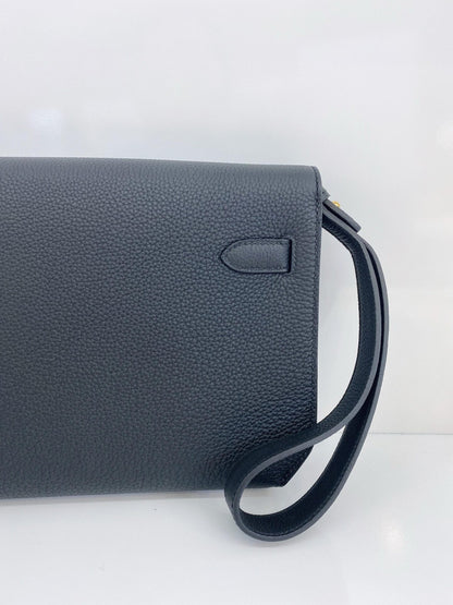 BLACK KELLY 25 DEPECHES TOGO LEATHER GOLD HARDWARE