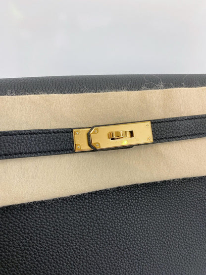 BLACK KELLY 25 DEPECHES TOGO LEATHER GOLD HARDWARE
