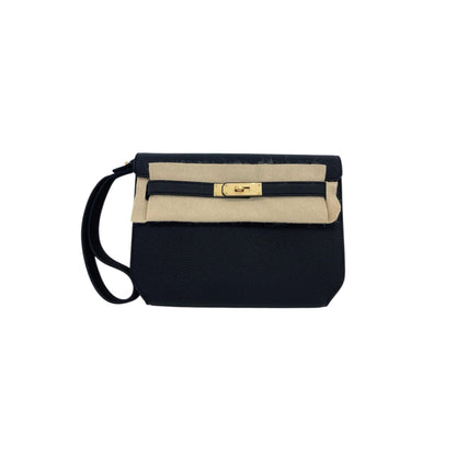 BLACK KELLY 25 DEPECHES TOGO LEATHER GOLD HARDWARE