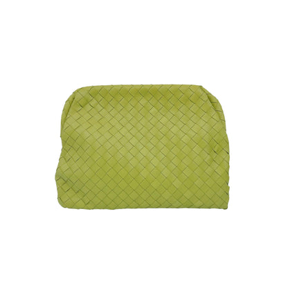 LIME GREEN NAPPA INTRECCIATO LEATHER CLASP DOCUMENT CASE BAG