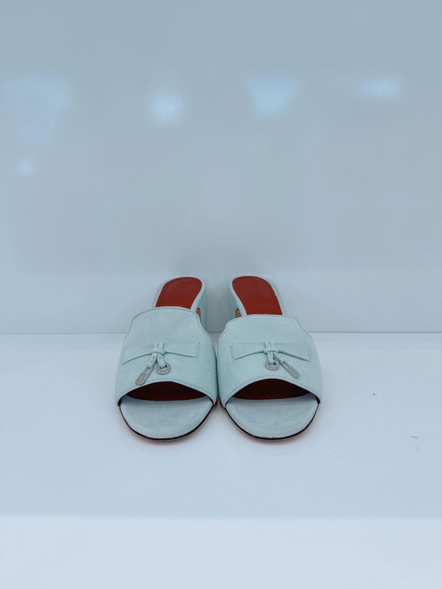 LIGHT BLUE SUEDE SUMMER CHARMS 55 SANDALS 38