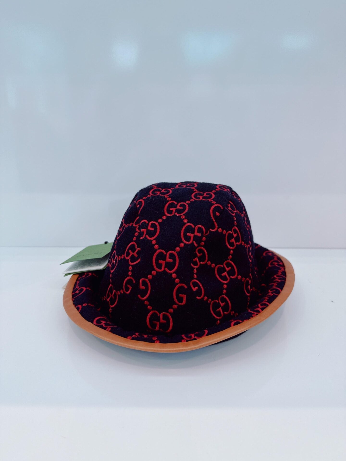 NAVY GG EMBROIDERED WOOL BLEND FELT BUCKET HAT M 57CM