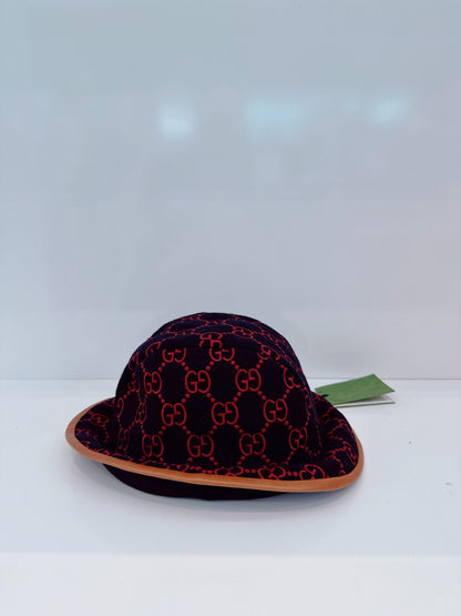 NAVY GG EMBROIDERED WOOL BLEND FELT BUCKET HAT M 57CM