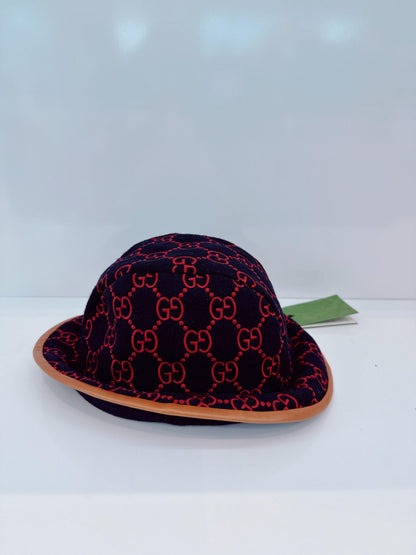 NAVY GG EMBROIDERED WOOL BLEND FELT BUCKET HAT M 57CM