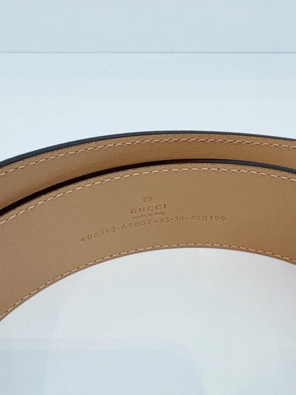 BEIGE LEATHER GG MARMONT BUCKLE BELT 95CM