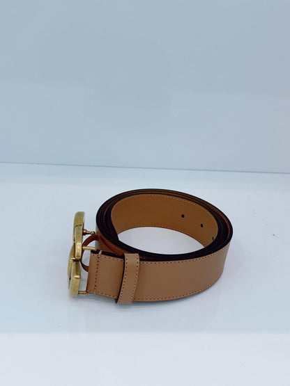 BEIGE LEATHER GG MARMONT BUCKLE BELT 95CM