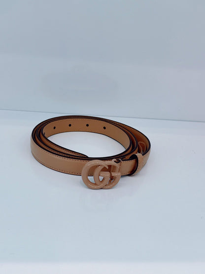 BLUSH LEATHER DOUBLE G SLIM BUCKLE BELT 100CM