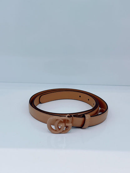 BLUSH LEATHER DOUBLE G SLIM BUCKLE BELT 100CM