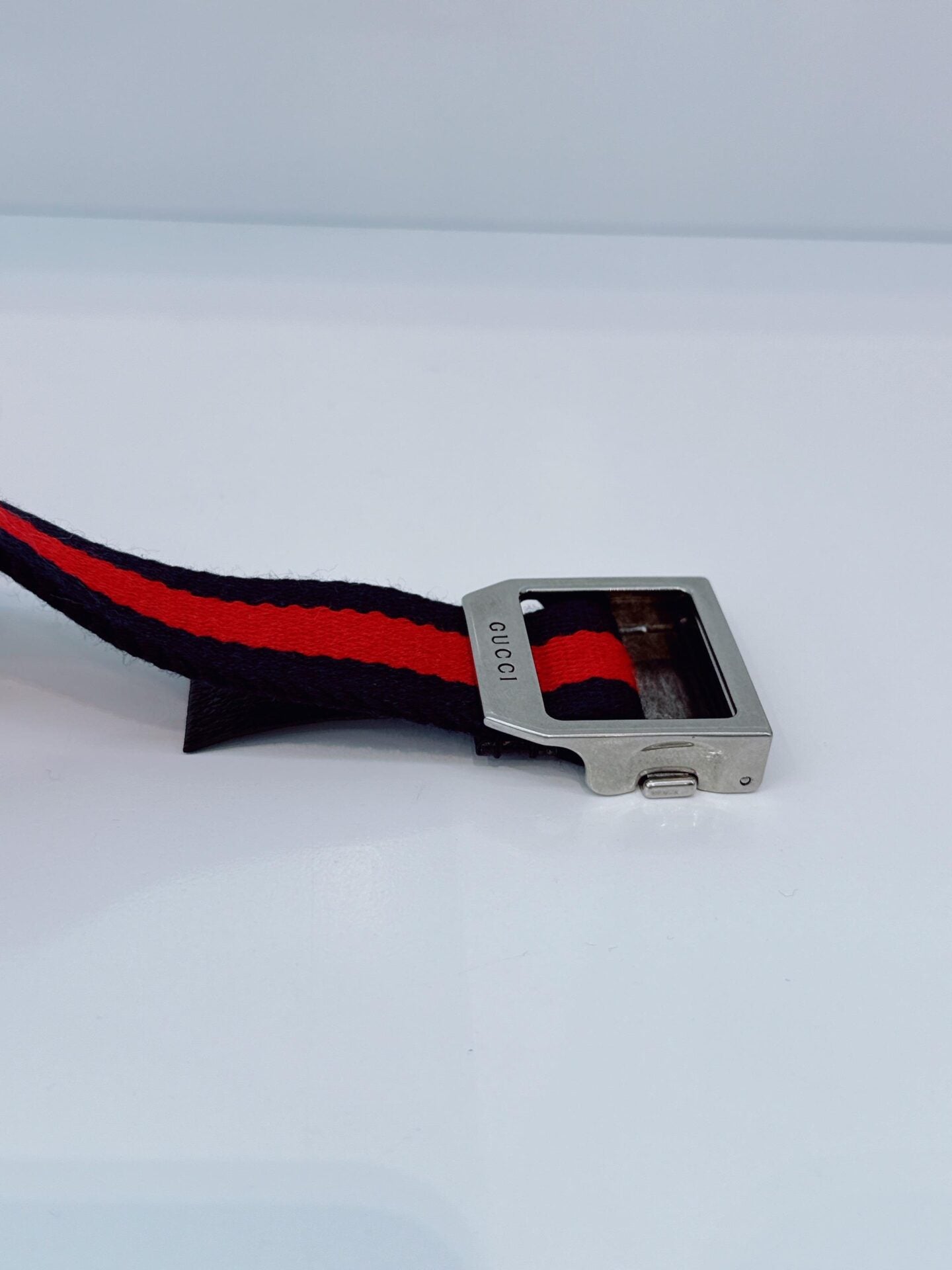 NAVY BLUE RED WEB DETAIL CANVAS BELT 80CM