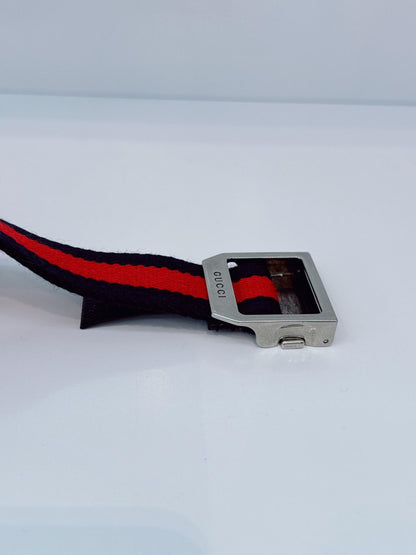 NAVY BLUE RED WEB DETAIL CANVAS BELT 80CM