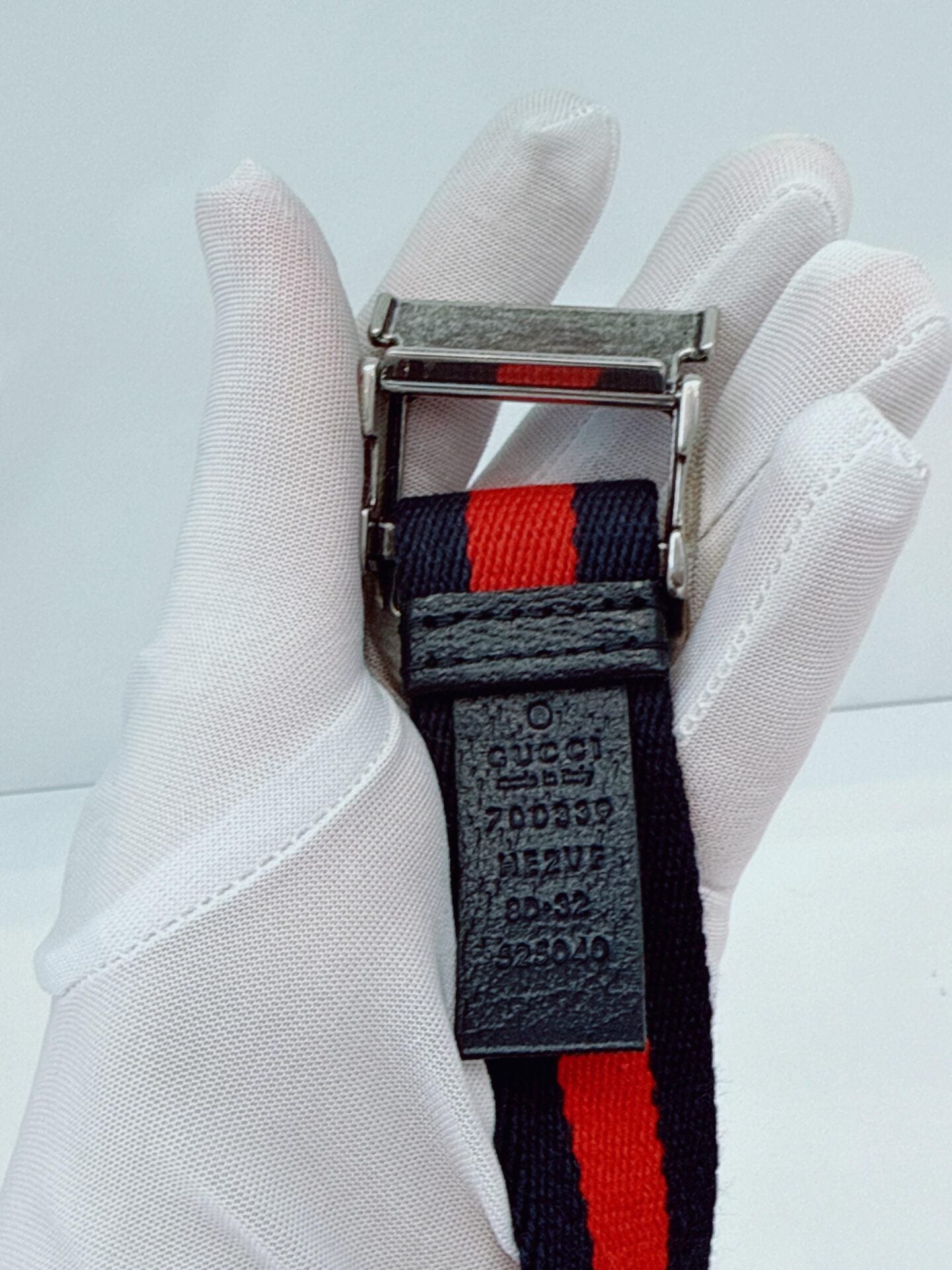 NAVY BLUE RED WEB DETAIL CANVAS BELT 80CM