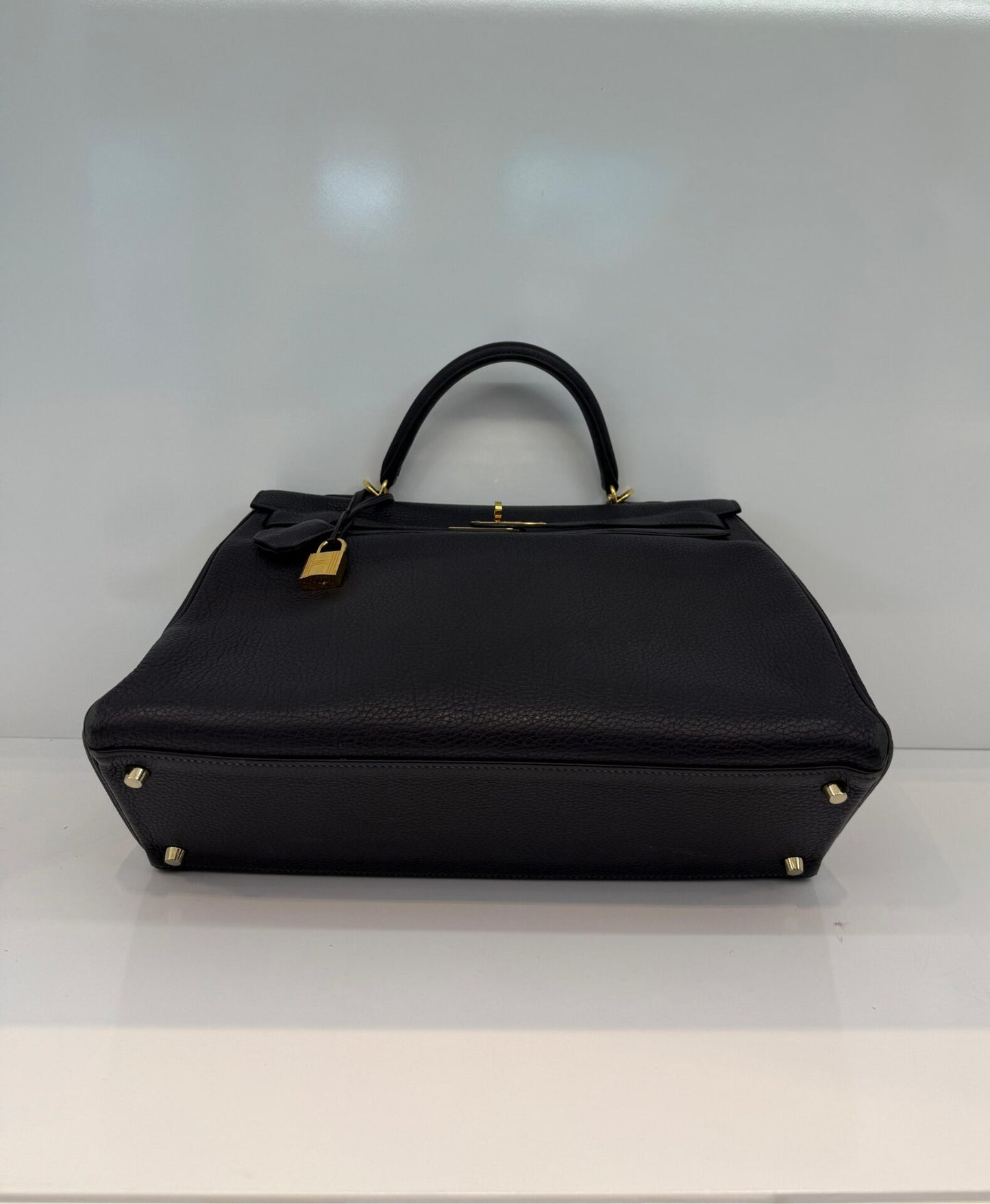 BLEU OBSCUR KELLY 35 CLEMENCE LEATHER GOLD HARDWARE