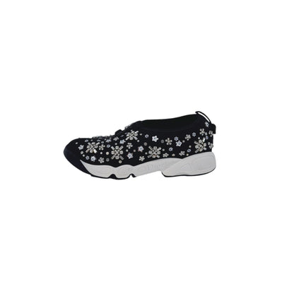 BLACK CRYSTAL EMBROIDERED FUSION SNEAKERS 36