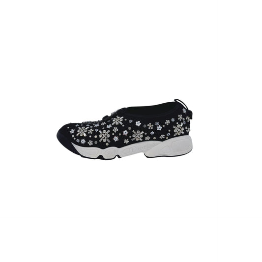 BLACK CRYSTAL EMBROIDERED FUSION SNEAKERS 36