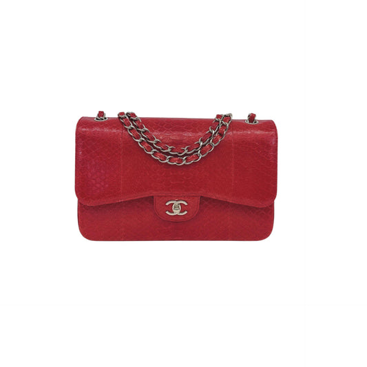 RED PYTHON JUMBO CLASSIC DOUBLE FLAP BAG