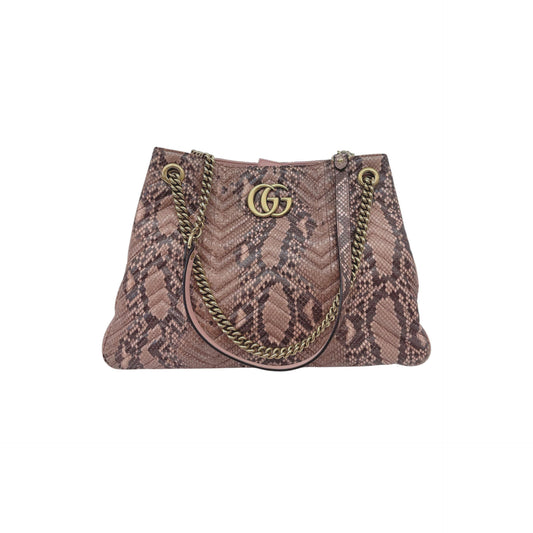 PINK BEIGE PYTHON MEDIUM MARMONT MATELASSE TOTE BAG