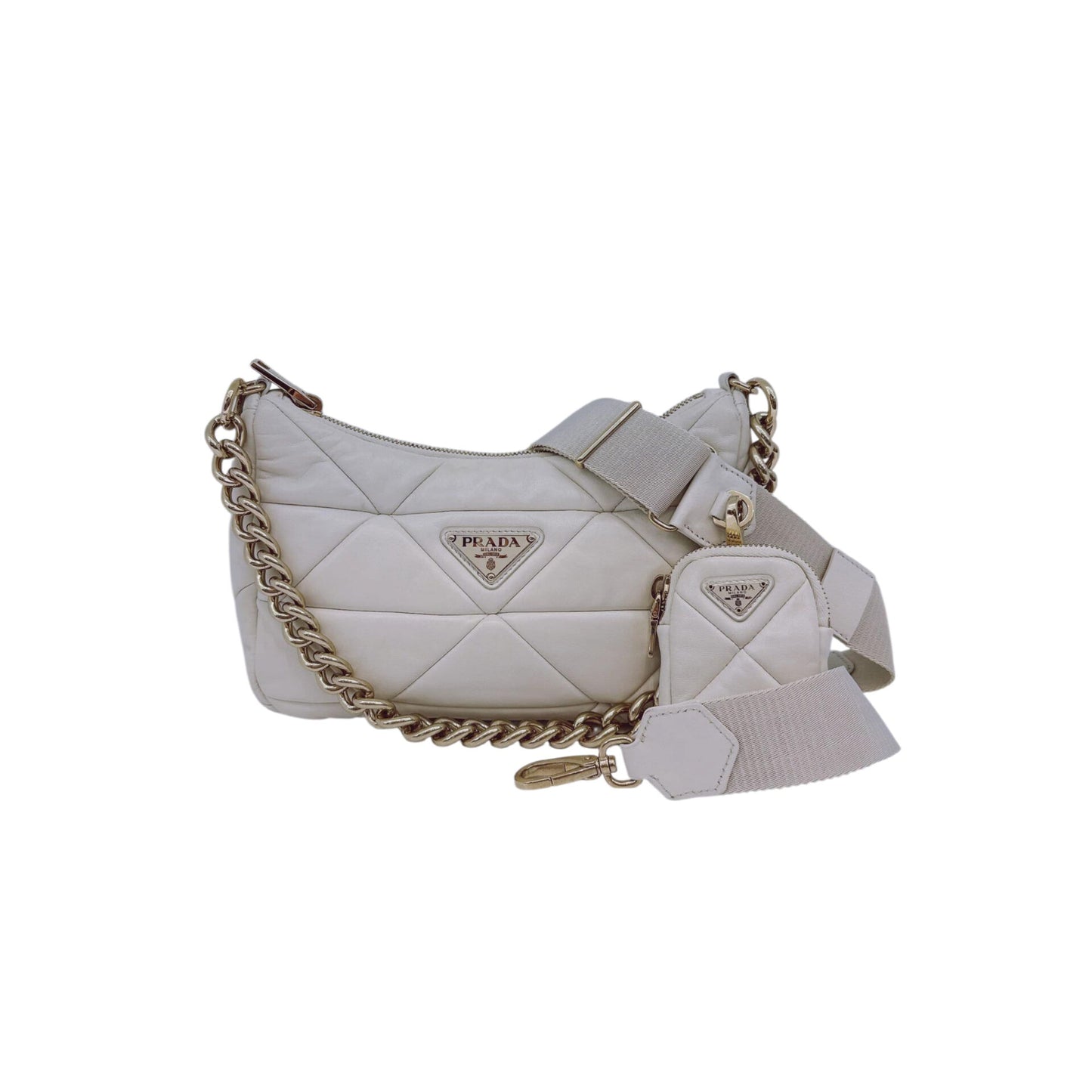WHITE PATCHWORK LEATHER SYSTEM CROSSBODY BAG