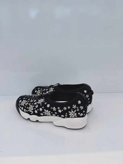 BLACK CRYSTAL EMBROIDERED FUSION SNEAKERS 36