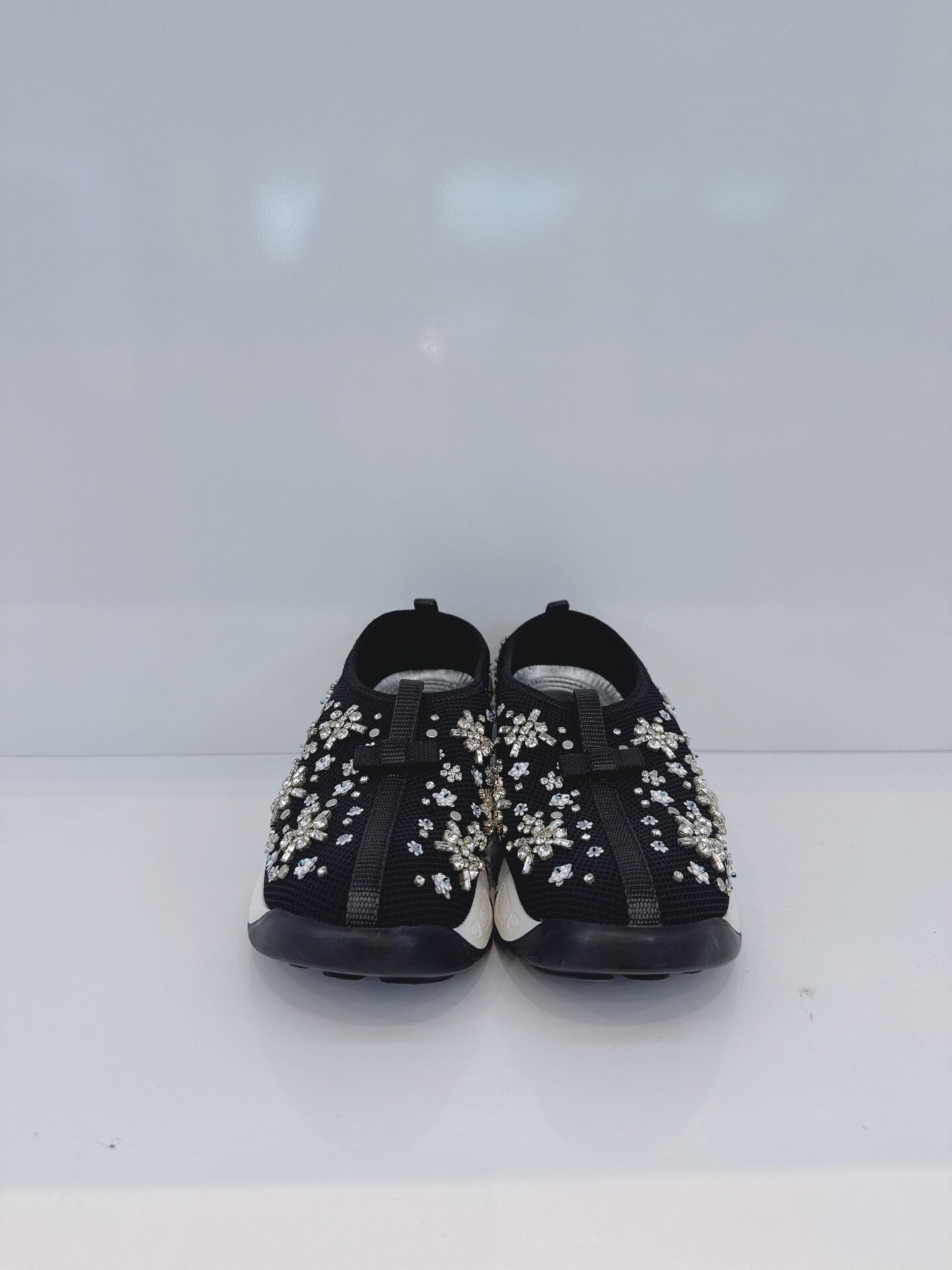 BLACK CRYSTAL EMBROIDERED FUSION SNEAKERS 36