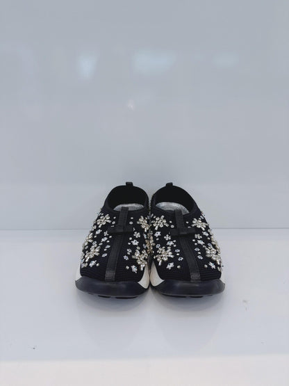 BLACK CRYSTAL EMBROIDERED FUSION SNEAKERS 36