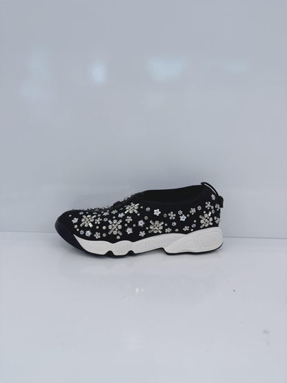 BLACK CRYSTAL EMBROIDERED FUSION SNEAKERS 36