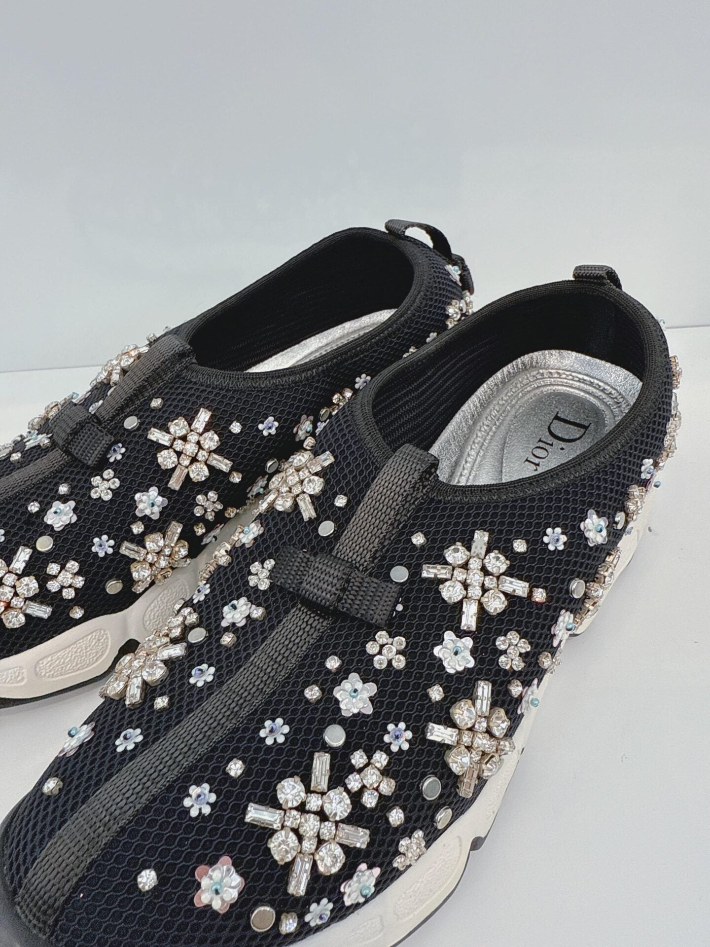 BLACK CRYSTAL EMBROIDERED FUSION SNEAKERS 36