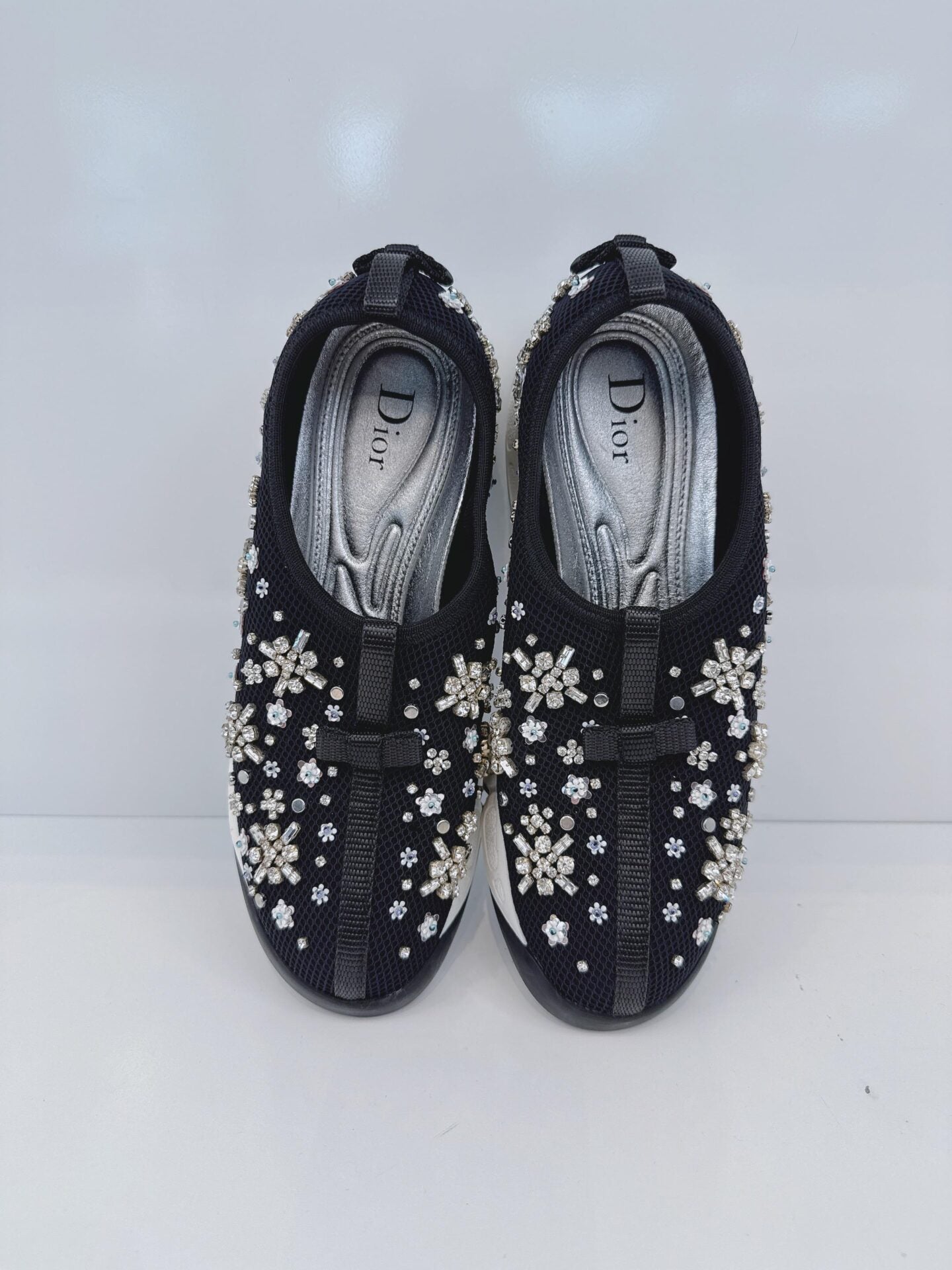 BLACK CRYSTAL EMBROIDERED FUSION SNEAKERS 36