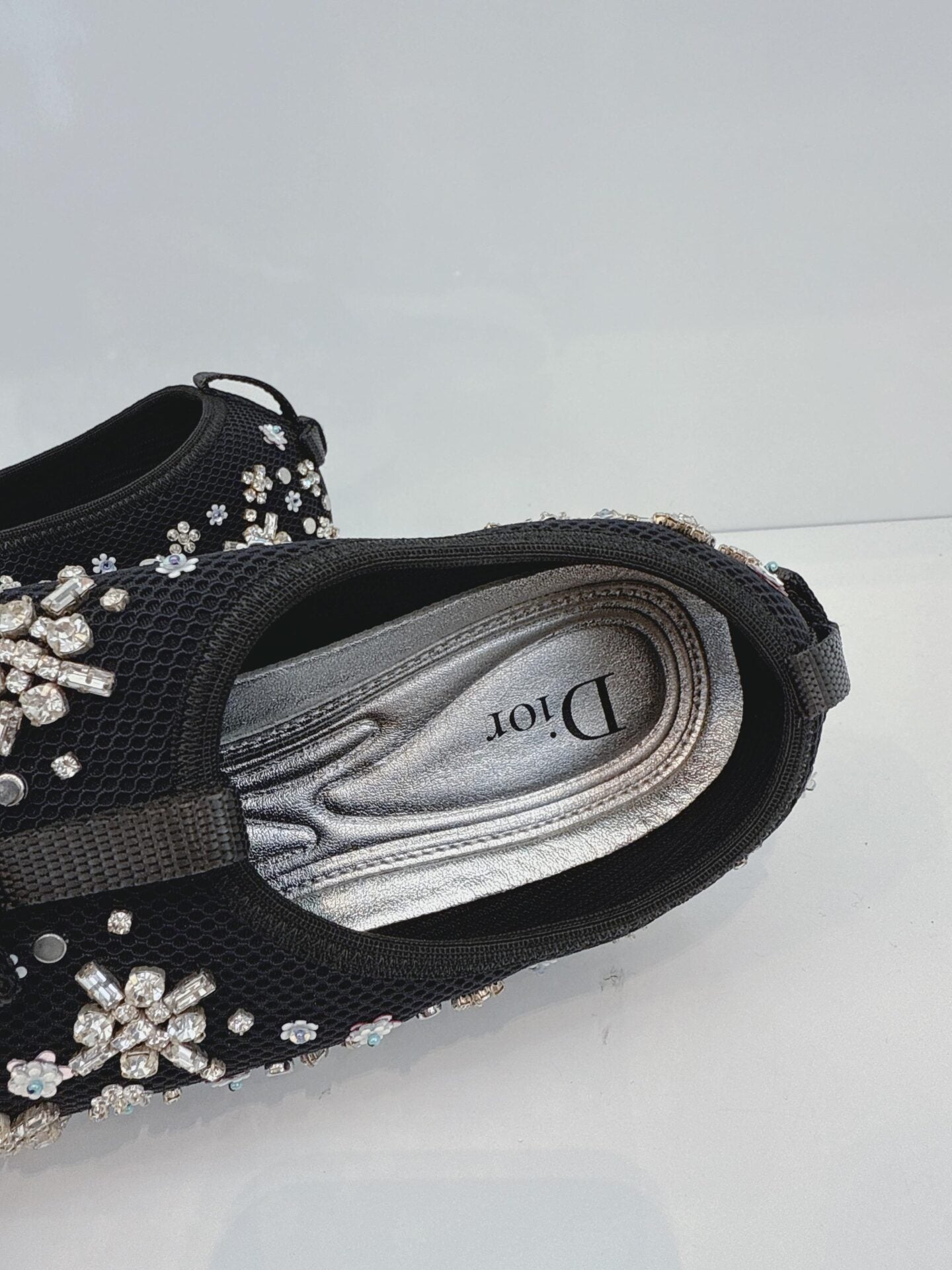 BLACK CRYSTAL EMBROIDERED FUSION SNEAKERS 36