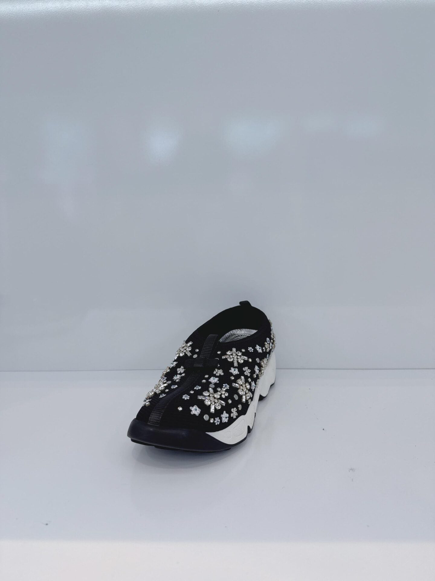 BLACK CRYSTAL EMBROIDERED FUSION SNEAKERS 36
