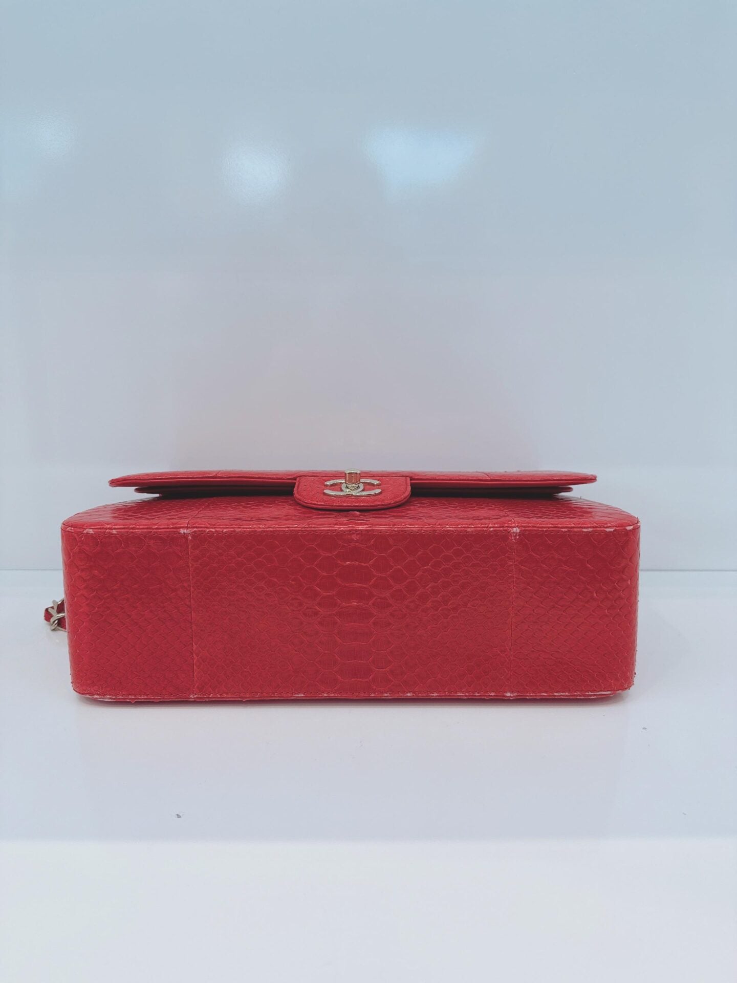 RED PYTHON JUMBO CLASSIC DOUBLE FLAP BAG