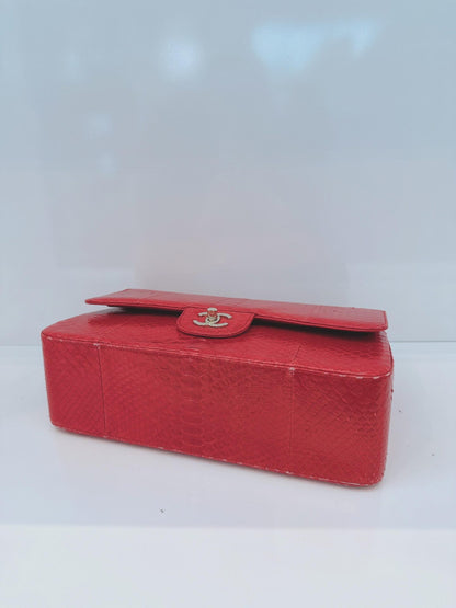 RED PYTHON JUMBO CLASSIC DOUBLE FLAP BAG