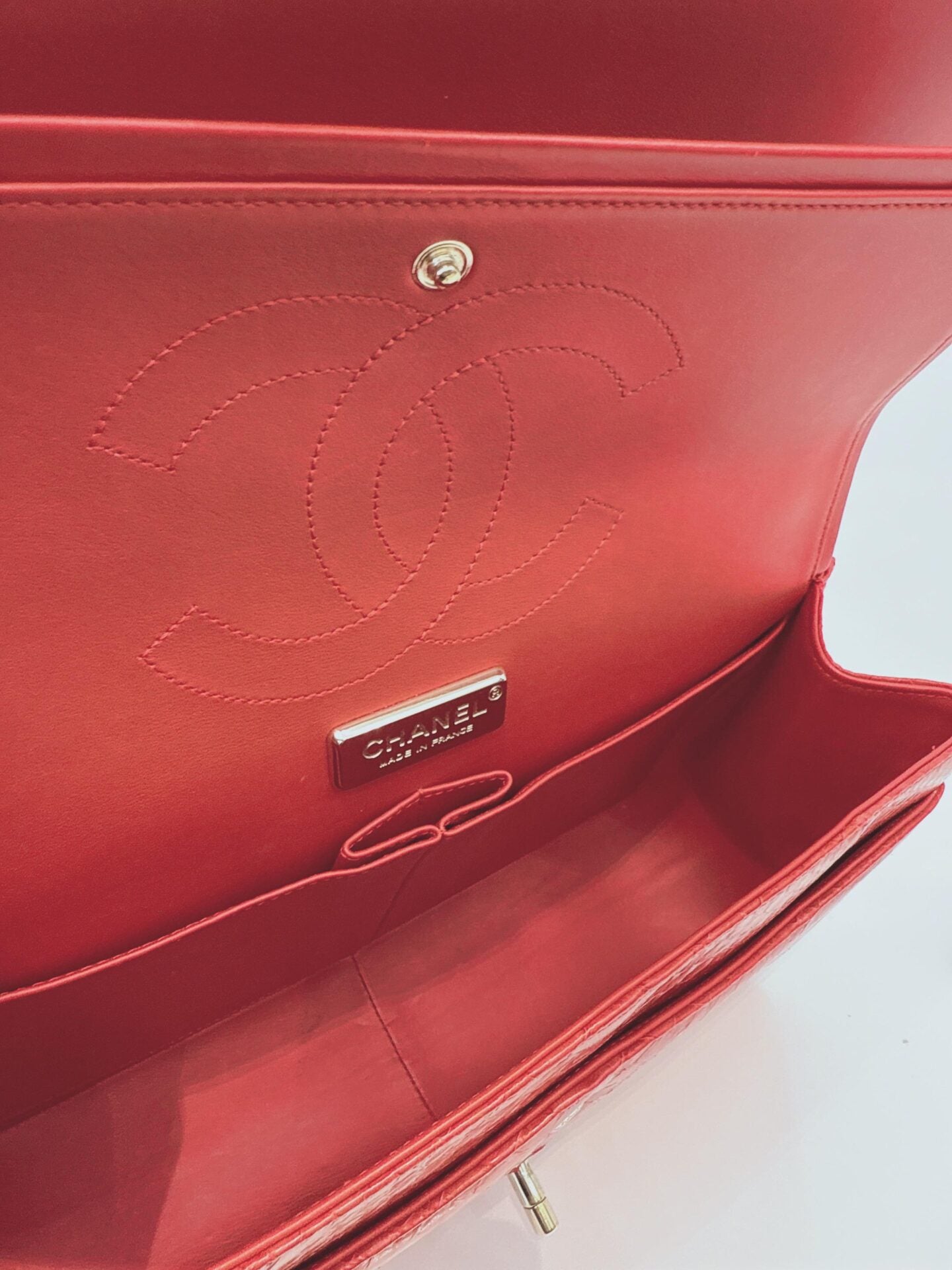 RED PYTHON JUMBO CLASSIC DOUBLE FLAP BAG