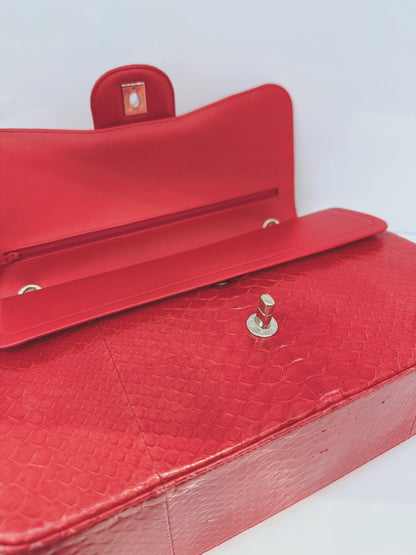 RED PYTHON JUMBO CLASSIC DOUBLE FLAP BAG
