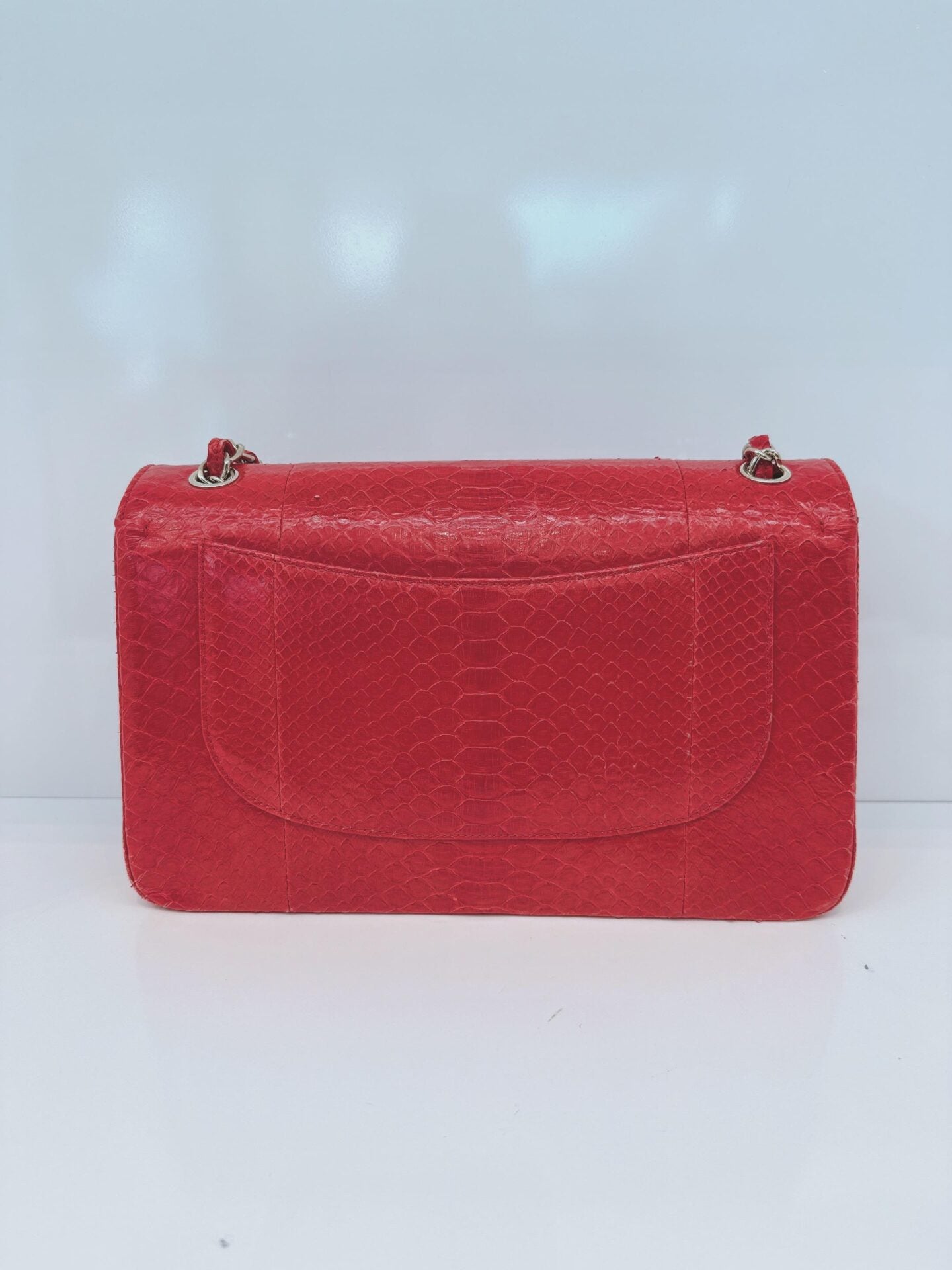 RED PYTHON JUMBO CLASSIC DOUBLE FLAP BAG