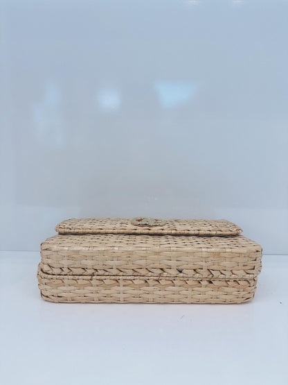 NATURAL GG CROISETTE LINEA CESTINO BAMBOO GLAZED WICKER SMALL BAG