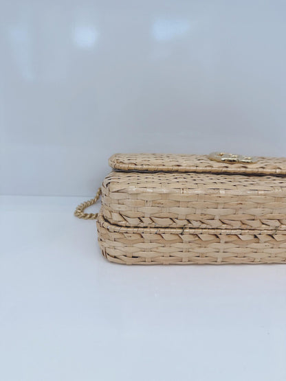 NATURAL GG CROISETTE LINEA CESTINO BAMBOO GLAZED WICKER SMALL BAG