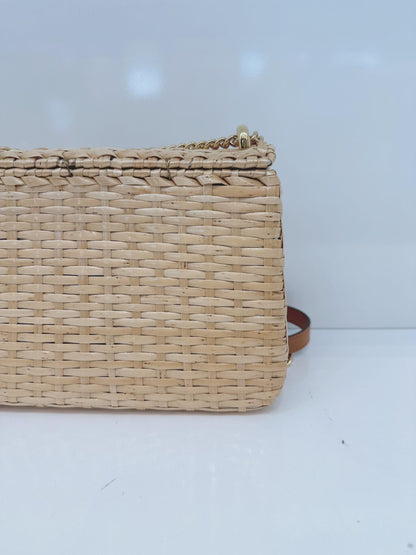 NATURAL GG CROISETTE LINEA CESTINO BAMBOO GLAZED WICKER SMALL BAG