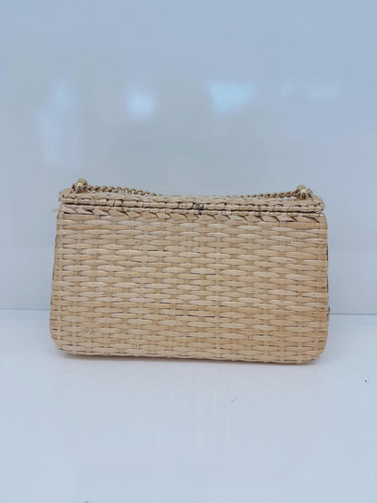 NATURAL GG CROISETTE LINEA CESTINO BAMBOO GLAZED WICKER SMALL BAG