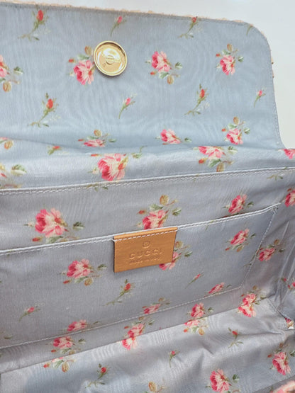 NATURAL GG CROISETTE LINEA CESTINO BAMBOO GLAZED WICKER SMALL BAG