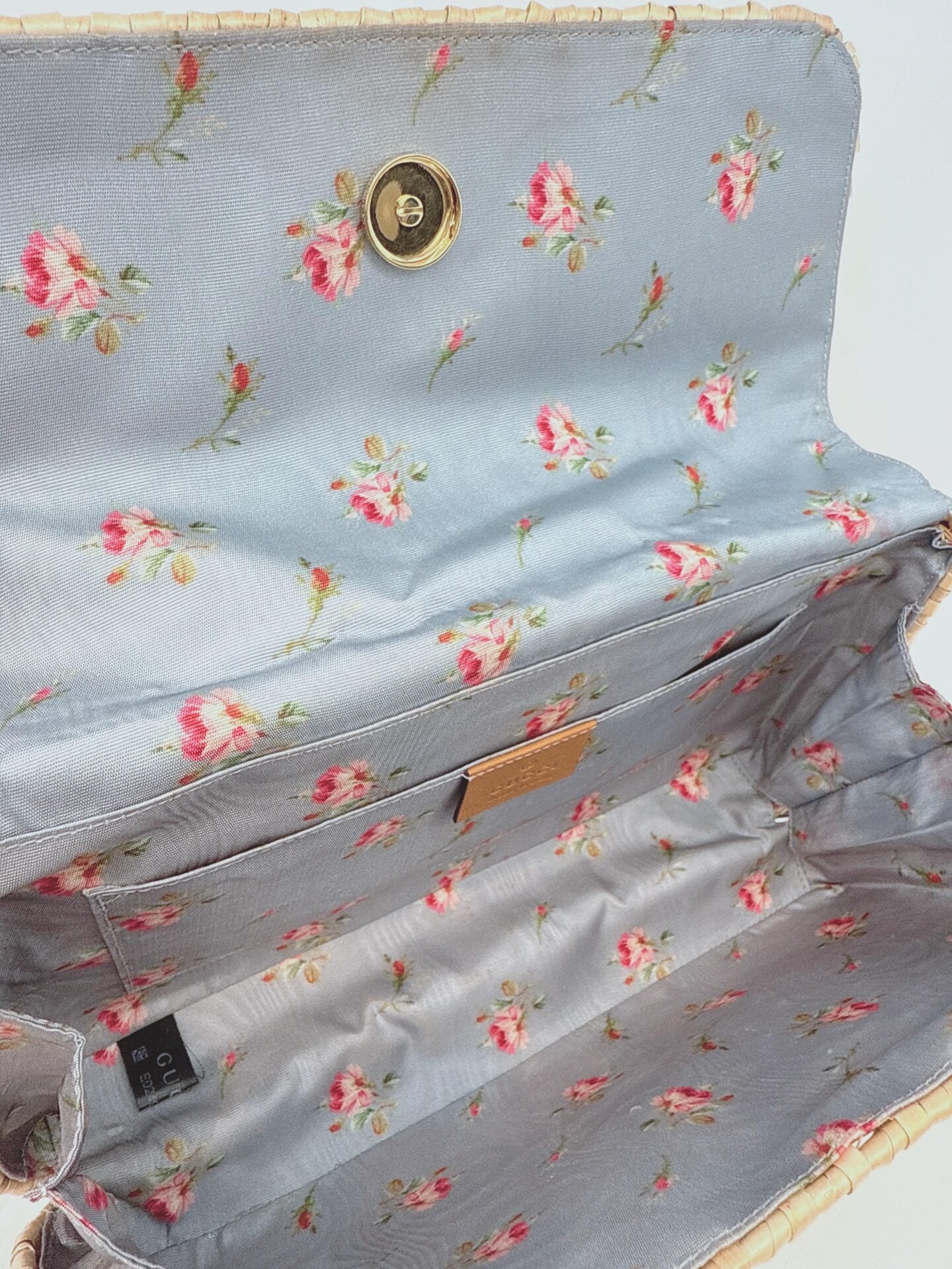 NATURAL GG CROISETTE LINEA CESTINO BAMBOO GLAZED WICKER SMALL BAG