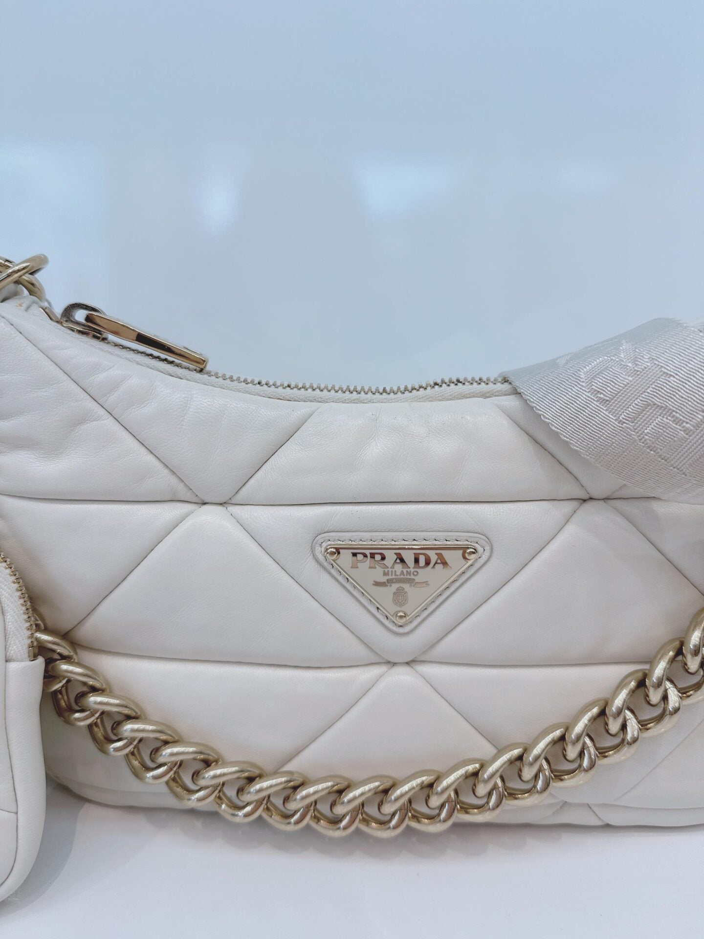 WHITE PATCHWORK LEATHER SYSTEM CROSSBODY BAG