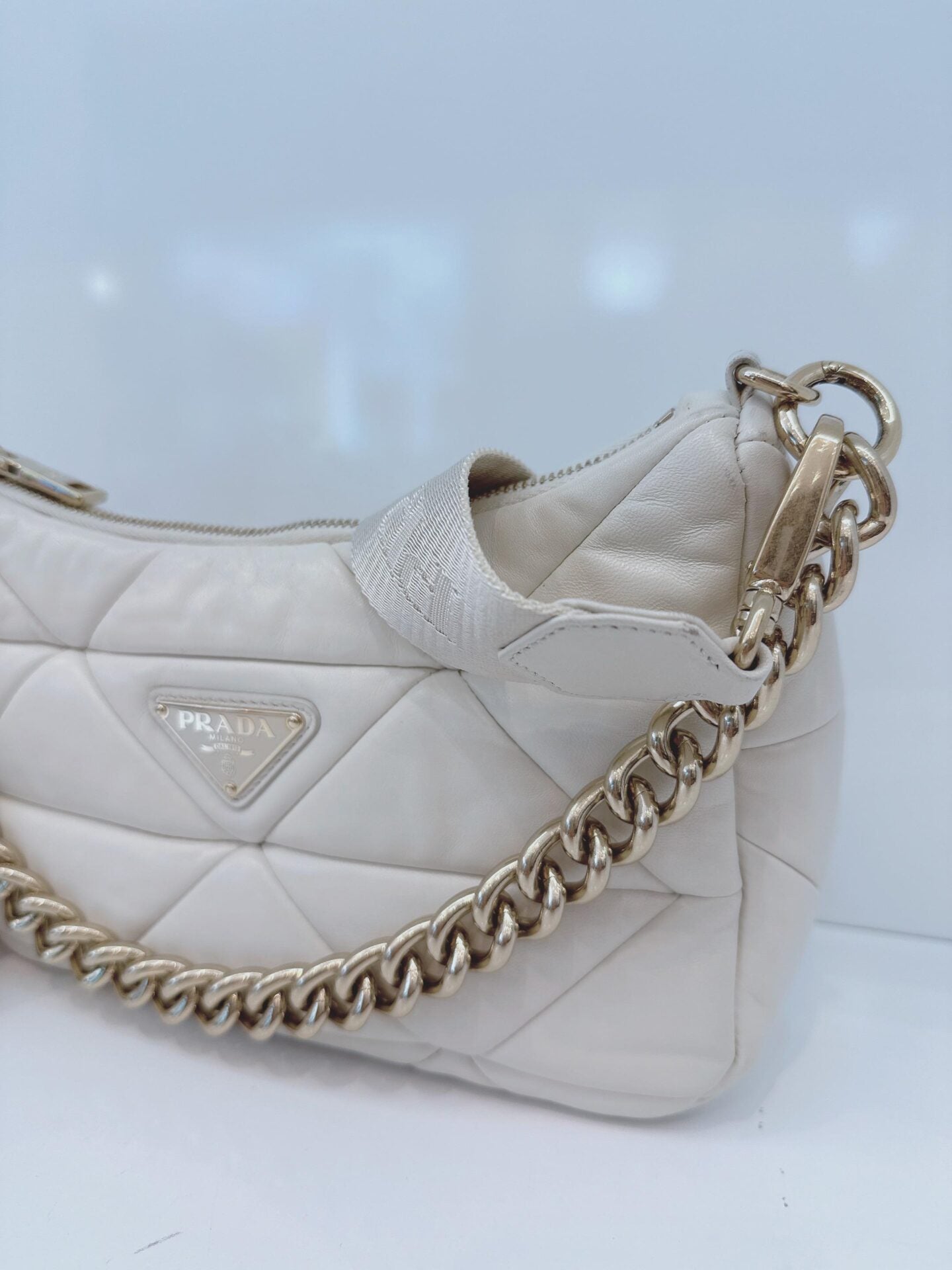WHITE PATCHWORK LEATHER SYSTEM CROSSBODY BAG