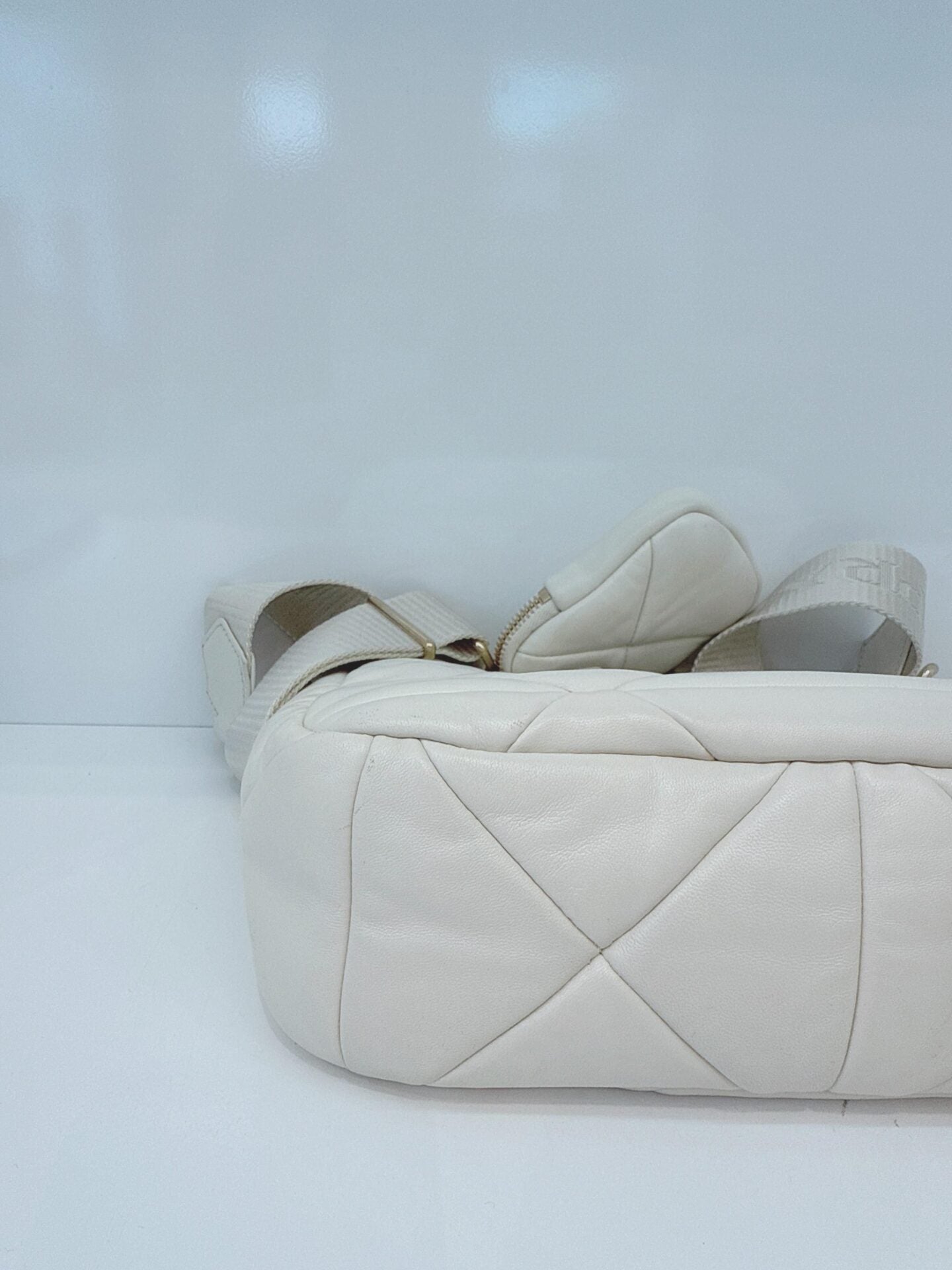 WHITE PATCHWORK LEATHER SYSTEM CROSSBODY BAG